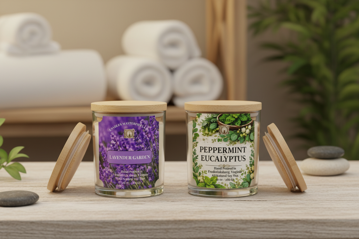 Lavender Garden and Peppermint Eucalyptus Unlit Spa Candles