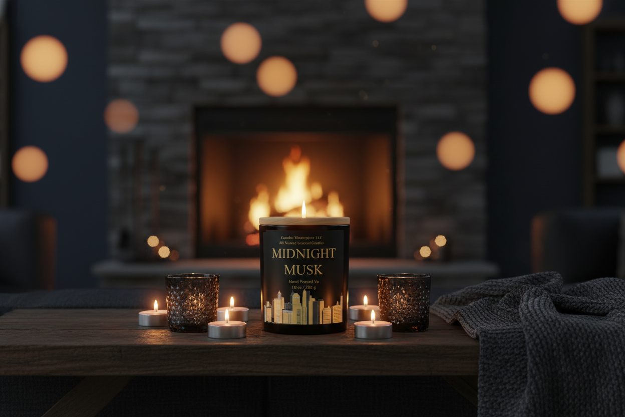 Midnight Musk Candle in Cozy Setting