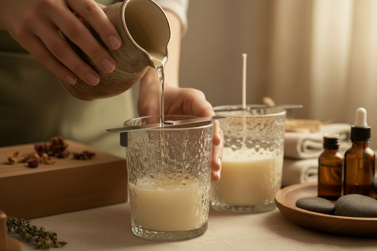 Wax Pour with Creamy Soy Wax in Jars